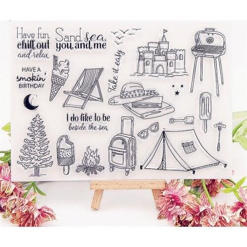 21.5x15.5cm Hot camping wild Transparent Clear Stamps / Silicone Seals Roller Stamp DIY scrapbooking photo album/Card Making