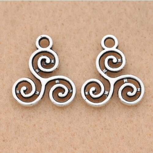 10pcs Antique Silver Plated Triple Spiral Charms Pendant for Jewelry Making Bracelets DIY Accessories Craft Findings 16x14mm