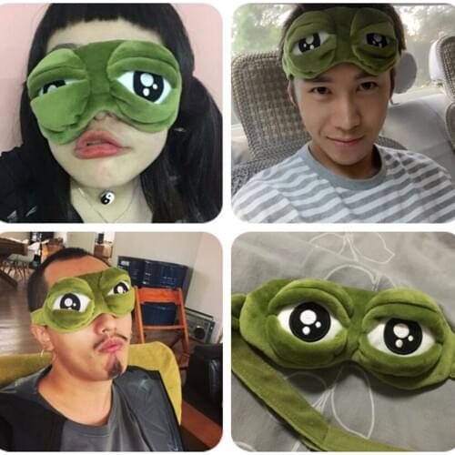 Funny Creative Pepe The Frog 3D Eye Mask Cover Cartoon Soft Plush Sleeping Mask Green Cute Eyeshade Blindfold Gift Women Girls
