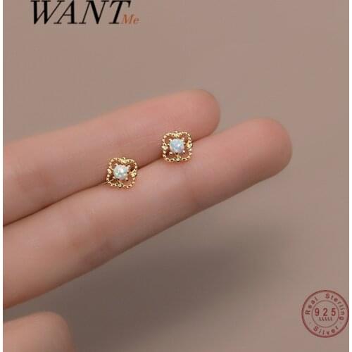 WANTME Genuine 925 Sterling Silver Lovely Romantic Flower Mini Small Stud Earrings for Women Korean Chic Youth Student Jewelry