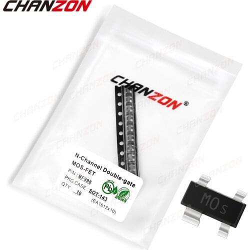 10Pcs BF998 SOT-143 N-Channel Double-Gate RF Mosfet Transistor Bipolar Junction BJT Triode Tube Fets 30mA Integrated Circuits