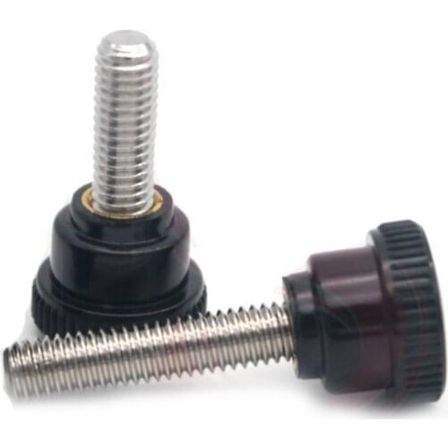 2pcs M5 stainless steel ruled knurled hand screw round bakelite adjustment knob handle bolt black color 10mm-50mm length