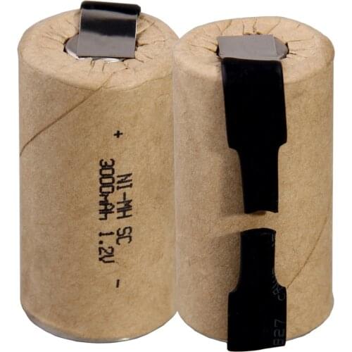 SC batteries akkumulator sub C battery flat top 3000mAh welding tabs 1.2V akkus NIMH for cordless drills for hitachi