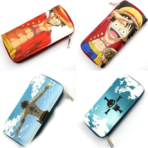 Anime ONE PIECE Colorful Long Style PU Wallet of Portgas D Ace/Monky D Luffy with Zipper