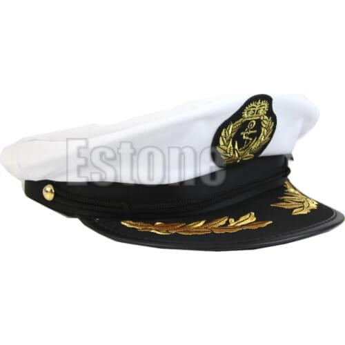 White Adult Yacht Boat Captain Navy Cap Costume Party Cosplay Dress Sailor Hat
