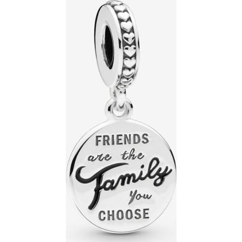 925 Sterling Silver fashion sparkling Friends Are Family Pendant Charm beads Fit Original Pandora Charm Bracelet Jewelry making
