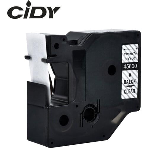 CIDY 1pcs Compatible Dymo D1 19mm Label Tape 45800 Black on clear Label Ribbons for Dymo Label Manager 160 280 210