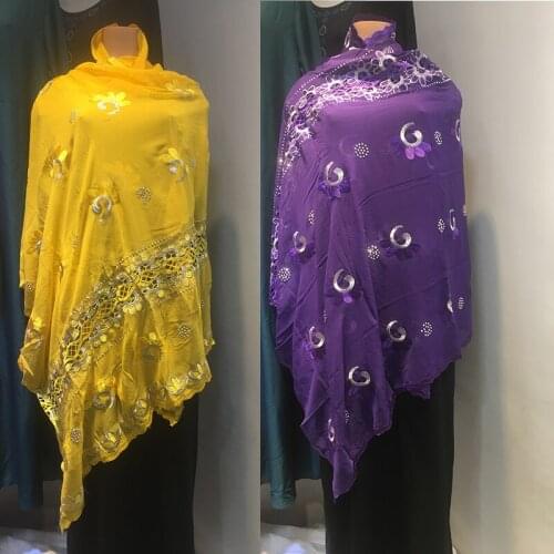 NEW DUbai African Long Muslim Cotton Wrap Cording Embroidery Scarf Shawl Diamond Plain Hijabs Chemincal Lace Stol For Pray
