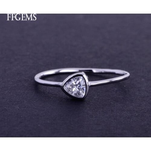 FFGems Elegant Real 925 Silver Ring Sterling Moissanite 0.5Ct DF Color Fine Jewelry For Women Lady Engagement Wedding Party Gift