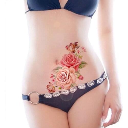 Rose Flowers Waterproof Sexy Lady Women Big Flower Temporary Tattoos Stickers Arm Shoulder Tattoo On Body Art
