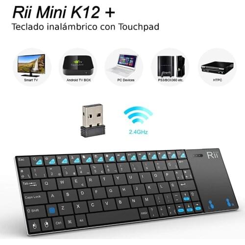 Spanish Keyboard Rii mini K12+/i12+ Wireless Keyboard and K12+ Bluetooth Keyboard with Touchpad mouse for PC Tablet Android