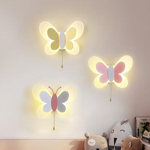 Nordic Creative LED childrens room wall lamp Modern Minimalist Cartoon personality butterfly wall light boy girl room Lighting