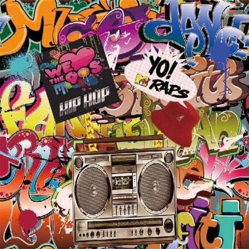 Laeaco Welcome To 90s Disco Party Graffiti Grunge Pattern Stage Baby Portrait Photo Background Photography Backdrop Photostudio