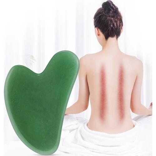 Horn Line Scraping Crystal Plate Jade Heart Shape Gua Sha Scraping Massage Tool Spa Acupuncture Scraper for Back Face Arm Leg