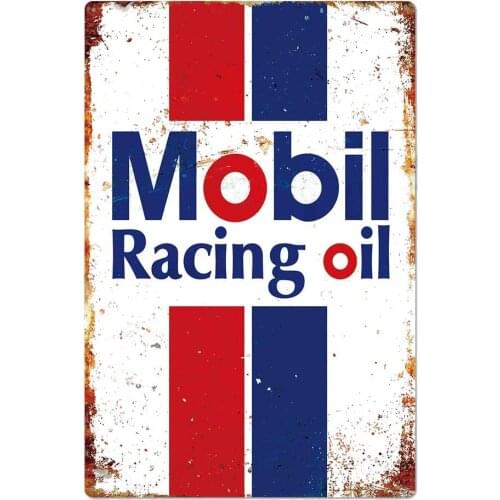 Mobil Racing Oils Tinplate Novelty Parking Retro Metal Tin Sign Plaque Poster Wall Decor Art Shabby Chic Gift