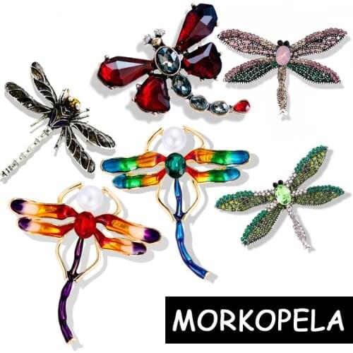 Morkopela Dragonfly Brooch Pin Enamel Insect Pins Women Men Vintage Brooches Jewelry Banquet Clothes Scarf Clip Broche