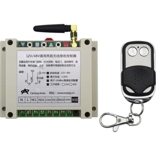 New DC12-48V 2CH RF Wireless Remote Control Switch System library door control 1pc (JRL-10) transmitter 1 receiver Learning code