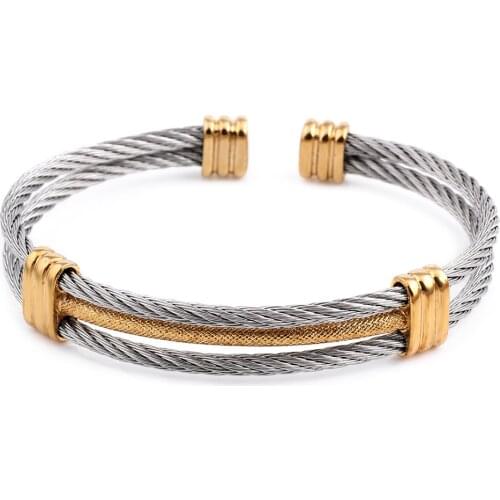 New arrival spring wire line colorful titanium steel bracelet stretch Stainless steel Cable Bangles for women
