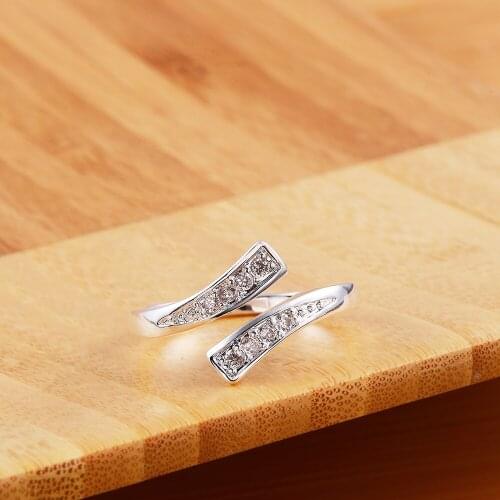 New charm 925 Sterling Silver Rings For women crystal adjustable size Fashion party Gift engagement wedding high quality Jewelry