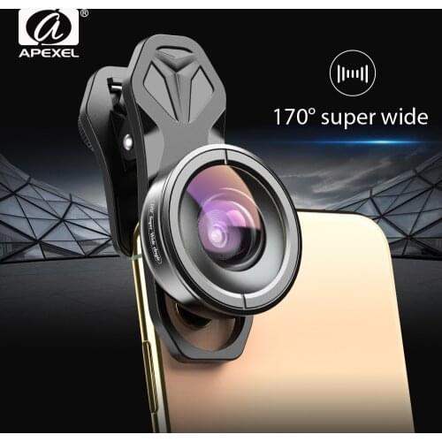 APEXEL optic phone camera lens 170 degree super wide angle lens fishye lens lente for iPhone x xs max huawei mostsmartphones