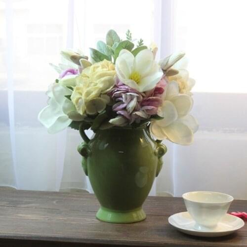 Overall floral green ceramic vase amphora plugged into flower pots Home Decoration flower pot bottle ceramic glazes