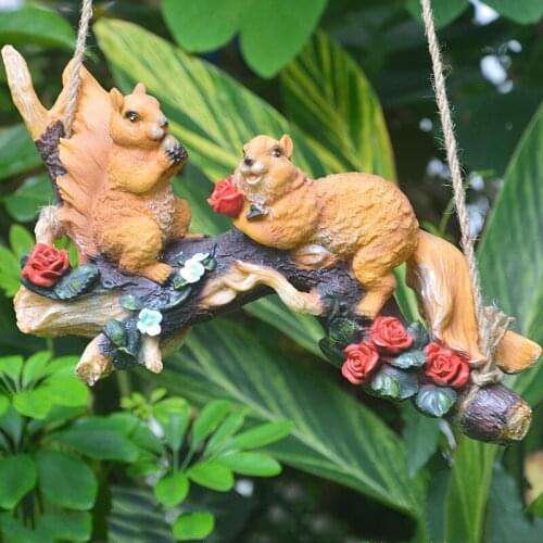 Pastoral Simulation Animal Squirrel Resin Statue Crafts Courtyard Tree Sculpture Ornaments Outdoor Garden Figurines Decoration
