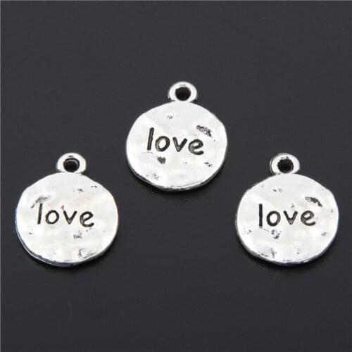 20pcs Silver Color Love Letter Charms Pendant Fit Necklace Bracelet With Words For Jewelry Making A2667