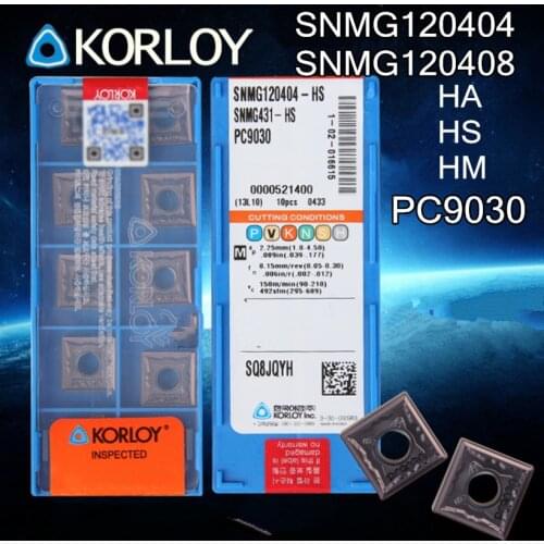 SNMG120404 SNMG120408 HS HA HM-PC9030 10pcs/set KORLOY Carbide insert Processing: stainless steel Free shipping