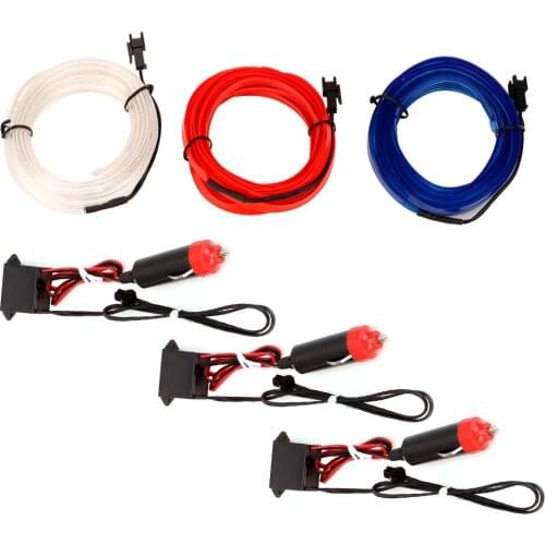 3m Light Strips Auto Lamps Flexible Neon EL Wire Car 12V LED Cold lights Decorative Lamp Car styling