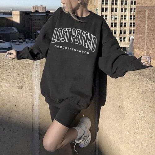 Y2k Top Winter Letter Print Streetwear E-girl Loose Oversized Sweatshirt Casual Pullovers Sweatshirt Vintage Hip Hop Sportswear