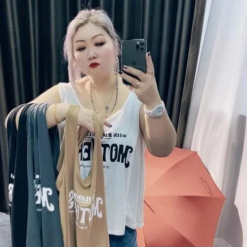 Plus Size 8XL 150KG Summer Crop Top Women Letter Printed Sleeveless Tank Tops Female Harajuku Tank Tops Women Large Tops