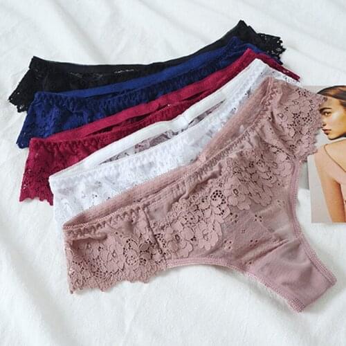 1Pcs Sexy Pure Color Comfortable Lace Low-waist Women Underwear Breathable Thongs Panties