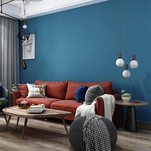 High end Indigo wallpaper dark blue pure color modern minimalist Nordic style non-woven TV background wall paper papel de parede