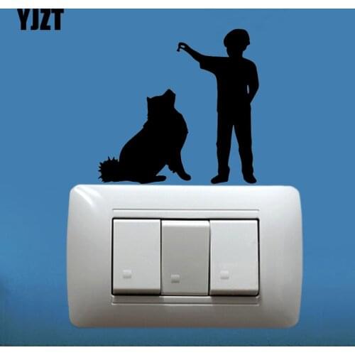 YJZT Dog Training Living Room Decor Vinyl Decal Cartoon Animal Wall Switch Sticker S19-0250