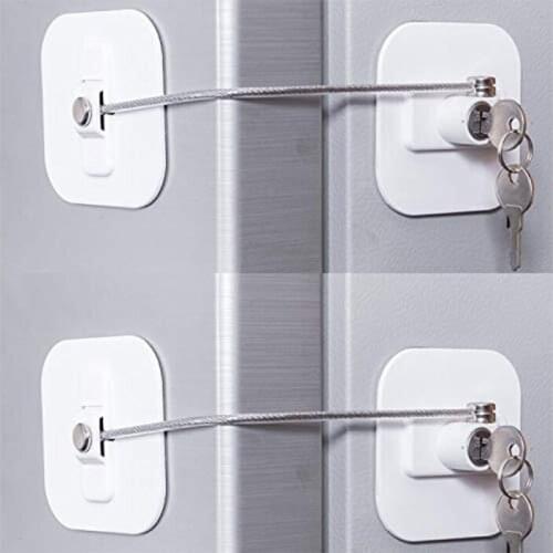 Refrigerator Lock, Mini Fridge Lock With Key For Adults, Lock For A Fridge, Cabinet Door(White 2Pack)