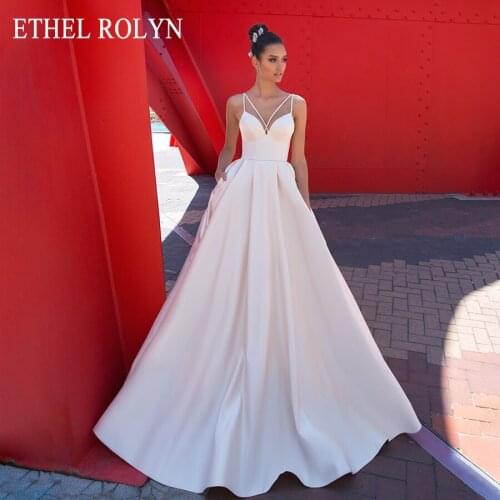 ETHEL ROLYN Spaghetti Straps Soft Satin Simple Wedding Dress 2021 Sweetheart A-Line Vintage Wedding Gowns vestido de novia