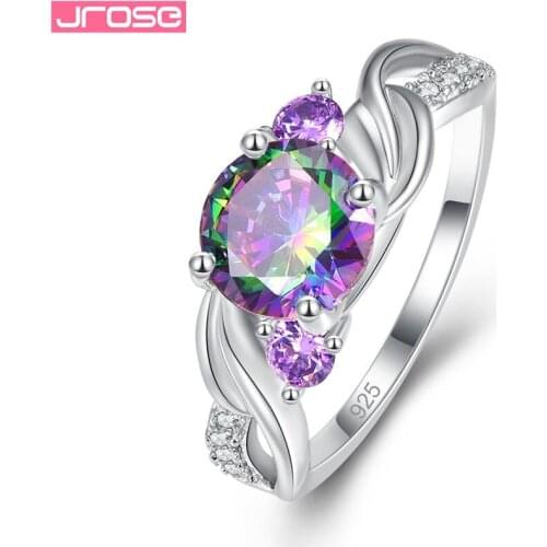 JROSE Double Row AAA Cubic Zircon Engagement Rings for Women Wedding Band Bijoux Femme Anillos Mujer Silver 925 Jewelry
