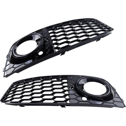 1 Pair 8K0807681 8K0807682 Honeycomb Design Mesh Fog Light Grill Grille Cover Fit for Audi A4 B8 2009-2012 Base Sedan 4-Door