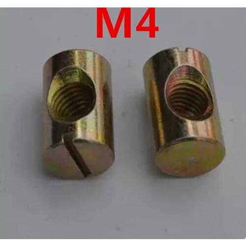 50pcs M4 Barrel Bolts Cross Dowel Slotted Furniture Nut fittings for Beds Crib Chairs Horizontal hole nut hammer embedded DT2