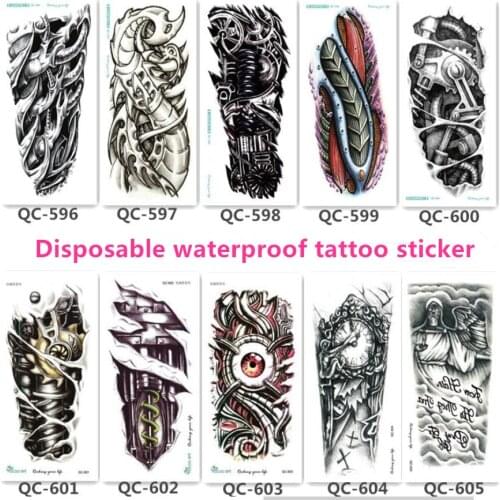 10Pcs Disposable Waterproof Arm Tattoo Sticker Glitter Metal Body Art Prop Makeup Pattern Temporary Tattoo Stickers 210*100mm