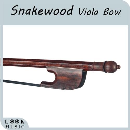 16'' Viola Bow Snakewood Round Stick Black Mongolian Horsehair Baroque Style Bow