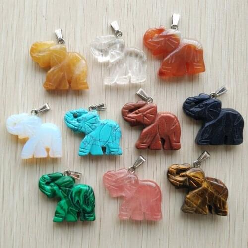 2016 Hot selling fashion mixed natural stone carved elephant charms jewelry making pendants wholesale 10pcs/lot free shipping