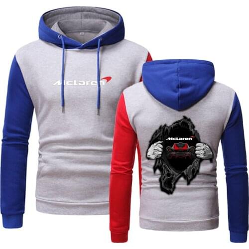 2020 Spring Autumn McLaren Car Logo College Men Movement Hedging Hoodies Comfortable Splicing Tops Popular Hooded Clothing