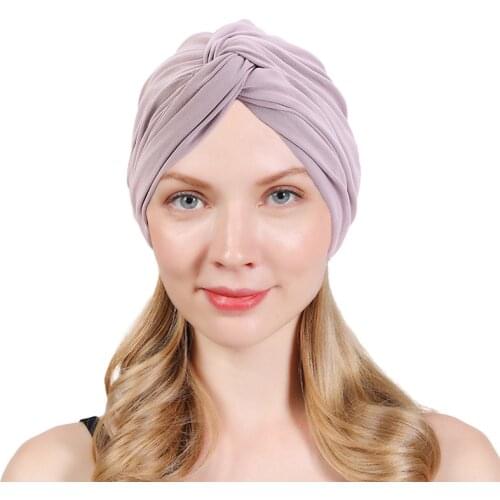 2020 Winter Double Layer Muslim Twist Turban Caps For Women Cross Stretch Headscarf Bonnet Femme Musulman Arab Indian Hat
