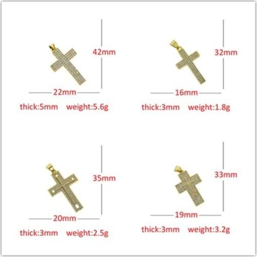 3pcs Classic Charm Cross Pave Cubic Zirconia Crystal Religious Pendant For Fashion Jewelry Findings DIY Making Necklace Earrings