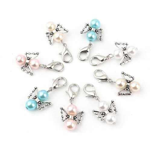 5 PCs Zinc Knitting Stitch Markers Butterfly Silver Color Crochet Stitch Lock Knit Row Counter Needlework Accessorie DIY Supplie
