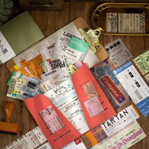 50pcs/lot Life Travel Digital Ticket Mix Material Paper Junk Journal Planner Scrapbooking Vintage Decorative DIY Craft Paper