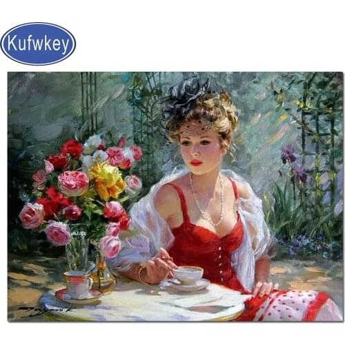 Europe Street Flowers Shop Square round drill 5D DIY Diamond Painting Paris landscape Diamond Embroidery 3D Cross Stitch Mosaic