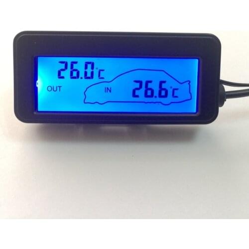 Color LCD Car Digital Thermometer Mini 12V Vehicles Termometro Monitor Car Interior Exterior Temperature Meter 1.5M Cable Sensor