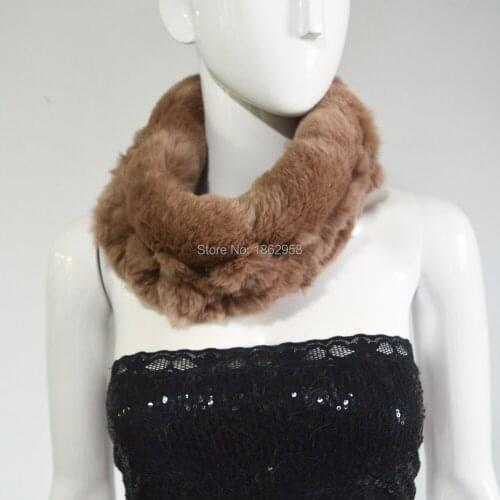 Free Shipping SJ777 Soft High Quality Softest Rex Rabbit Fur Snood Scarf Canada